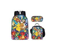 Lot de 3 pièces Sac à Dos, Trousse à crayons, Sac à Bandoulière Pokémon pour Enfants (SD2183) Multicolore