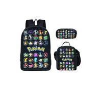 Sacs à dos scolaires GENERIQUE Lot de 3 pièces Sac à Dos, Trousse à crayons, Sac à Bandoulière Pokémon pour Enfants (SD2184) Noir