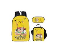 Lot de 3 pièces Sac à Dos, Trousse à crayons, Sac à Bandoulière Pokémon pour Enfants (SD2186) Jaune