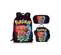 Sacs à dos scolaires GENERIQUE Lot de 3 pièces Sac à Dos, Trousse à crayons, Sac à Bandoulière Pokémon pour Enfants (SD2191) Multicolore