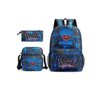 Cartables scolaires GENERIQUE Lot de 3 pièces Sac à dos Trousse à crayons sac à bandoulière Poppy Playtime Huggy Wuggy Bleu 45 cm