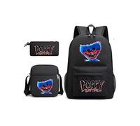 Cartables scolaires GENERIQUE Lot de 3 pièces Sac à dos Trousse à crayons sac à bandoulière Poppy Playtime Huggy Wuggy Noir 45 cm