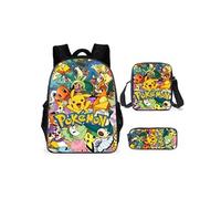 Lot de 3 pièces Sac à dos Trousse à crayons sac à bandoulière pour enfant personnage Pokémon #1 - Delicate