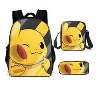 Cartables scolaires GENERIQUE Lot de 3 pièces Sac à dos,Trousse à crayons, sac à bandoulière, pour enfants personnage Pokémon #3 - Delicate