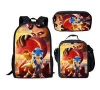 Lot de 3 pièces Sac à Dos, Trousse à crayons, Sac à Bandoulière Sonic The Hedgehog pour Enfants (SD2104) Multicolore