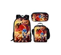 Lot de 3 pièces Sac à Dos, Trousse à crayons, Sac à Bandoulière Sonic The Hedgehog pour Enfants (SD2104) Multicolore