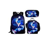 Lot de 3 pièces Sac à Dos, Trousse à crayons, Sac à Bandoulière Sonic The Hedgehog pour Enfants (SD2106) Noir G