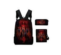 Lot de 3 pièces Sac à Dos, Trousse à crayons, Sac à Bandoulière Stranger Things pour Garçon et Filles (SD1347) Noir