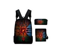Lot de 3 pièces Sac à Dos, Trousse à crayons, Sac à Bandoulière Stranger Things pour Garçon et Filles (SD1345) Noir