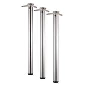 LOT de 3 pieds de table / pied de support - aspect inox, Ø 6 cm x 110 cm, rég...