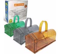Lot de 3 Piège à Souris Vivantes - Très Grand et RéUtilisable, avec PoignéE, Respectueux des Animaux, Facile à Nettoyer et à Installer, Utilisation IntéRieure et ExtéRieure (Marron/Vert/Gris)
