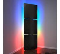 Lot de 3 pièges à basses acoustiques « WAVE » avec lampe sur pied RVB | Support acoustique LED mobile d'angle avec rétroéclairage | 150x50x15cm | Couleur de la plaque HDF : Noir