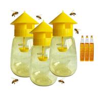 Lot de 3 pièges à mouches à suspendre pour intérieur et extérieur | Design amélioré à 4 trous, non toxique, réutilisable, piège à insectes transparent résistant au soleil pour la cuisine