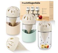 Lot de 3 pièges à mouches décoratifs réutilisables en verre très efficace pour la maison et la cuisine (couvercle beige blanc + couvercle trois couleurs)