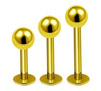 Lot de 3 piercings en titane G23 16 g pour labret Monroe Cartilage Tragus Méduse Lèvre Boule de 4 mm, Titane, Sans pierre précieuse