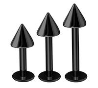 Lot de 3 piercings labret en titane G23 16 g pour piercing Monroe Cartilage Tragus Méduse Lèvre Cône 4 mm, Titane, Sans pierre précieuse