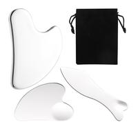 Lot de 3 pierres Gua Sha en acier inoxydable Gua Sha - Outil de massage Gua Sha pour façonner la mâchoire et réduire le gonflement et le visage plus mince et contour - Raclette de massage pour