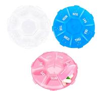 Lot de 3 Pilulier Voyage, Pilulier de Voyage Pour 7 Jours, Quotidiens Pilulier Portable, Par Jour Pilulier de Voyage pour Médicaments Vitamines Huile De Foie De Morue Compléments Alimentaires
