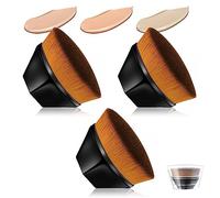 Lot de 3 pinceaux à fond de teint plat pour fond de teint Kabuki Flat Top Powder Face Pinceau Groove Design Blush avec boîte (Noir)