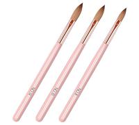 Lot de 3 pinceaux à ongles - 3 tailles - 15 cm - Rose - Pour le nail art, le visage, l'aquarelle