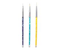 Lot de 3 pinceaux à ongles en acrylique à rayures françaises - Pointe 3D - Stylo de dessin ultra fin - Stylo de peinture gel UV - Outil de peinture sur ongles gel UV
