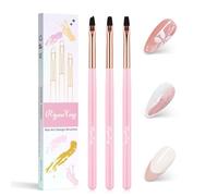 Lot de 3 pinceaux à ongles pour nail art avec pinceau gel plat/ovale/fin coudé, outil d'extension d'ongles pour salon professionnel à domicile (rose clair)