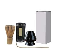 Lot De 3 Pinceaux À Thé, Support For Mélanger Le Thé Matcha, Outils De Commande, 3 Cuillères À Thé, Porte-pinceaux À Thé Kit Thé Matcha(Black)