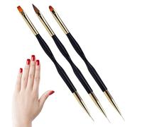 Lot de 3 pinceaux de à double extrémité - Outils de design acrylique - Ensemble de 3 pinceaux plats - Instruments de détail de peinture de manucure, collection de jaunes coudée