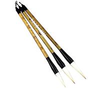 Lot de 3 pinceaux de calligraphie chinoise, pinceau japonais Kanji pour aquarelle (poils de chèvre, d'ours, de loup)