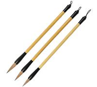 Lot de 3 pinceaux de calligraphie chinoise, trois tailles de pinceaux traditionnels en poils de belette avec poignées en bois, stylos pinceaux pour calligraphie chinoise et peinture à l'encre