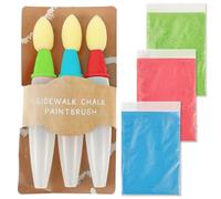 Lot de 3 pinceaux de peinture aquarelle créative pour enfants à partir de 3 ans, pinceaux à craie pour trottoirs, projets artistiques, loisirs créatifs, école, activités familiales, faciles à utiliser