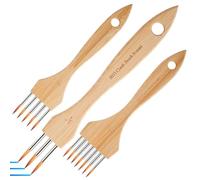 Lot de 3 pinceaux de peinture avec peigne râteau multi-dents | Ensemble de pinceaux larges pour peinture acrylique, aquarelle et gouache | Fournitures pour artistes professionnels avec poils en nylon
