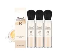 Lot de 3 pinceaux de protection minérale SPF 30 Protection UVA/UVB, poudre de réglage de l'écran solaire, crème solaire minérale, finition mate naturelle anti-huile, respirants, pour le visage et le