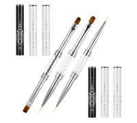 Lot de 3 pinceaux pour nail art, pinceau gel de construction, pinceau à double extrémité, ovale et plat, pinceaux de conception d'ongles pour nail art professionnel