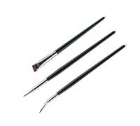 Lot de 3 pinceaux professionnels biseautés pour eyeliners avec fibres synthétiques douces, parfaits pour obtenir des styles précis de maquillage des yeux