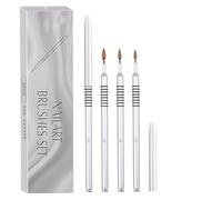 Lot de 3 pinceaux professionnels pour nail art, poudre acrylique, manche en métal avec 8 tours, qui offre des propriétés antidérapantes et des poils durables