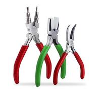 Lot de 3 pinces à bijoux en acier au carbone 6 en 1 - Pince à bec courbé pour la fabrication de bijoux - Pince à nez en nylon