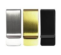 Lot de 3 Pinces à Billets, en Acier Inoxydable, Porte-Billets, Porte-Marque-Pages, classeur pour espèces, Documents, Billets de Banque, Cartes de Visite, Cartes de crédit, Or/Argent/Noir