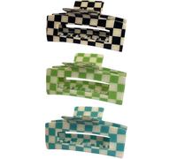 Lot de 3 pinces à cheveux à carreaux, grandes barrettes à cheveux à carreaux de 10,2 cm, jolies pinces à cheveux tendance pour cheveux épais et fins pour femme