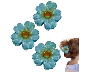 Lot de 3 pinces à cheveux avec fleurs en forme de griffe pour cheveux épais et fins - Pour filles, petite amie, sœur, fille, mère et pour elle
