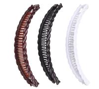 Lot de 3 pinces à cheveux bananes - Accessoires pour cheveux épais et bouclés - Pour femmes et filles - Pour cheveux épais (noir/blanc/marron)