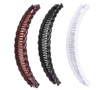 Lot de 3 pinces à cheveux bananes pour cheveux épais et bouclés - Pinces tortues noires et marron et blanches, peignes vintage pour femmes et filles - Accessoires pour cheveux rétro des années 80