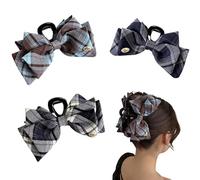 Lot de 3 Pinces à Cheveux Crabe Nœud Papillon Style Coréen à Carreaux | Sublimez vos coiffures avec ce lot de 3 pinces crabes élégantes. Un motif à carreaux rétro et chic avec un détail doré unique