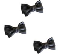 Lot de 3 pinces à cheveux en cuir synthétique noir avec nœud en forme de bec de canard - Style coréen - Accessoires de cheveux tendance pour femmes et filles