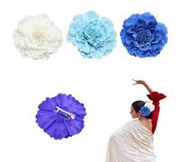 Lot de 3 pinces à cheveux en forme de flamant rose et accessoires pour la foire d'avril Sévillane, mariage et fête Bleu turquoise, blanc, bleu marine