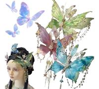 Lot de 3 pinces à cheveux en forme de larmes de papillon - Ailes de fée étincelantes pour femmes, accessoires de cheveux en forme de papillon en perles pour fêtes, mariages, coiffures quotidiennes