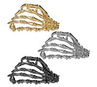 Lot de 3 pinces à cheveux en métal squelette d'Halloween pour femmes et femmes, taille moyenne pour cheveux épais et fins, accessoires pour cheveux, cadeau de fête