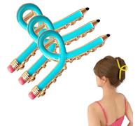 Lot de 3 pinces à cheveux jaunes pour la rentrée scolaire pour femme, pinces à cheveux antidérapantes pour accessoires de coiffure épais et fins pour enseignantes (bleu)