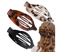Lot de 3 pinces à cheveux plates pour femme - Antidérapantes - Style français - Pour femme et adolescente - Queue de cheval - Sport humide - Rencontres