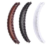 Lot de 3 pinces à cheveux vintage - Pince banane, pinces et peignes à clin pour femmes/filles, accessoires antidérapants pour cheveux épais (noir, blanc, marron)
